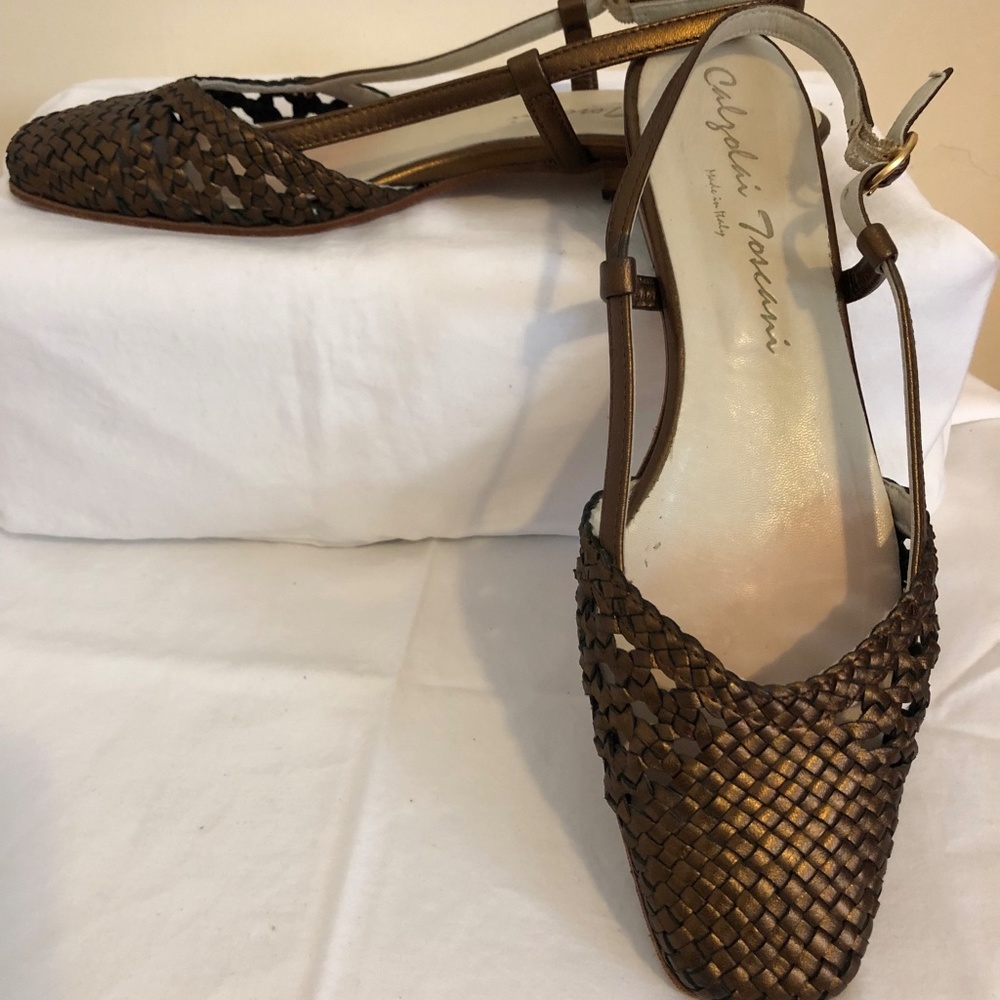 Bronze color slingback flat shoes - size 8.5